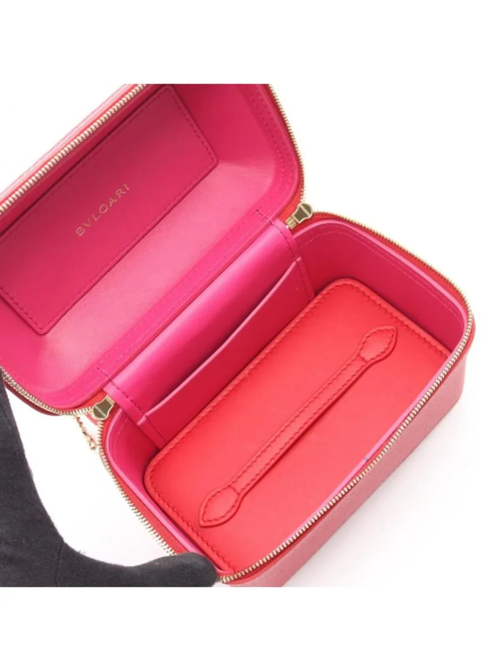 Bvlgari Handbag Serpenti Forever 2-Way Red Leather Vanity